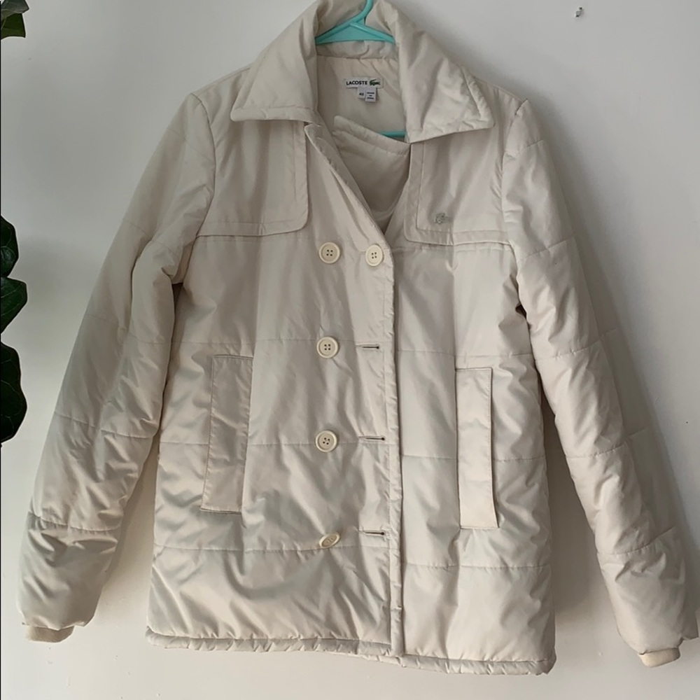 Lacoste Double Breasted Fleece Lined Puffer Jacket